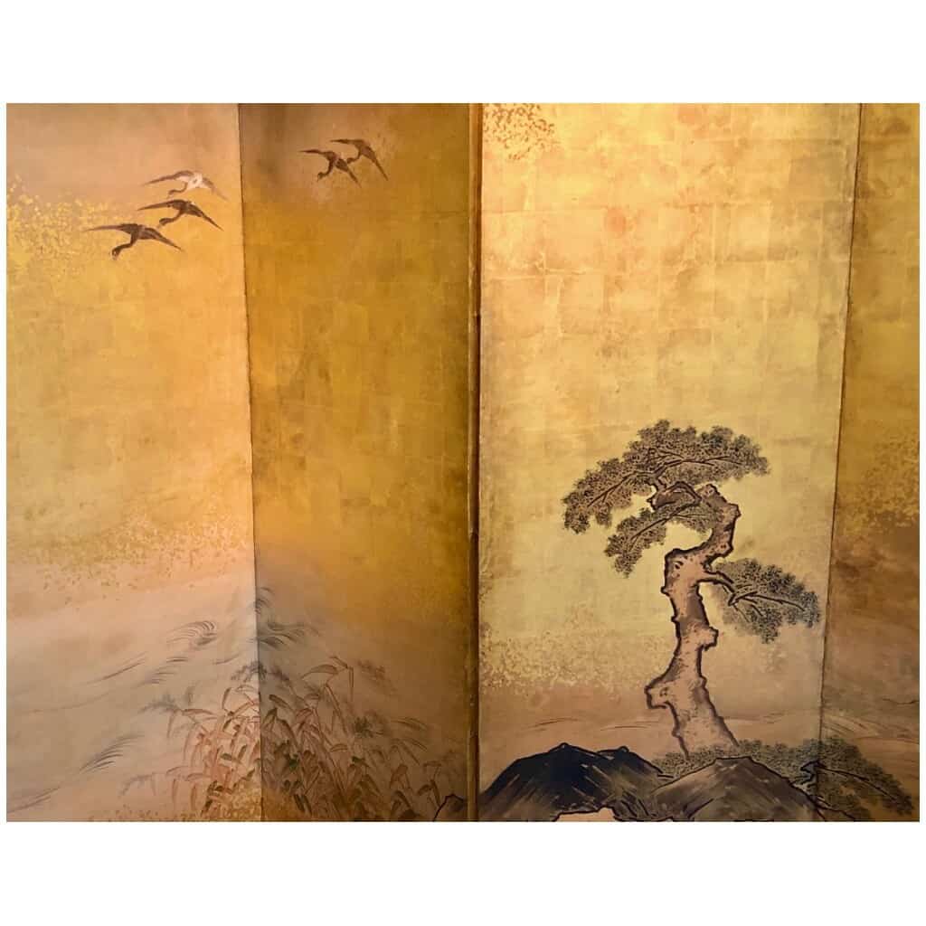 Japanese screen with 6 panels of a scholar 18th/19th century 8