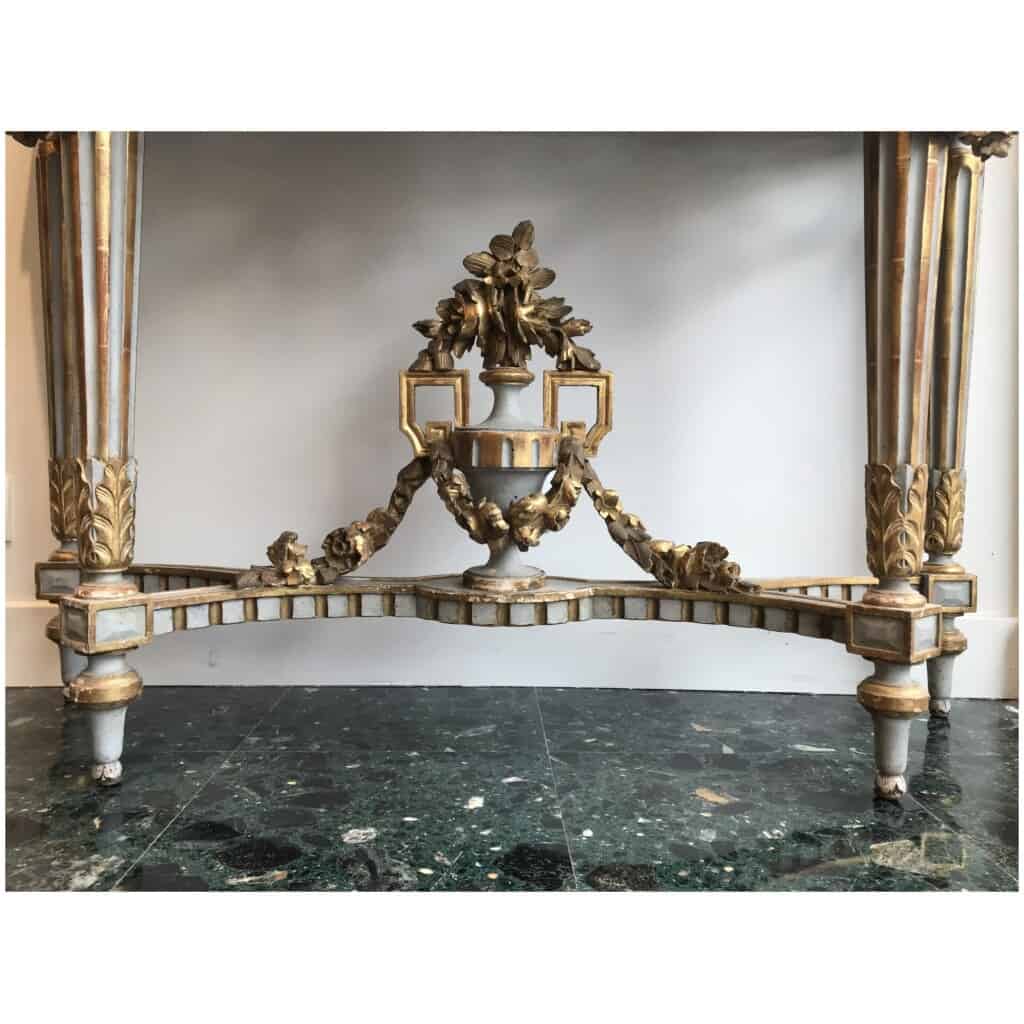 Half-moon console Provençal style Louis XVI in lacquered and gilded wood, Period XIXth 14