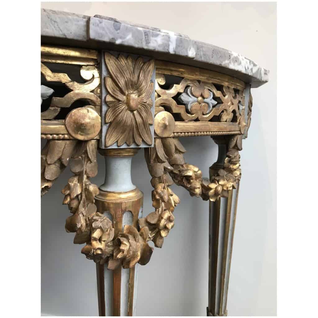 Half-moon console Provençal style Louis XVI in lacquered and gilded wood, Period XIXth 10