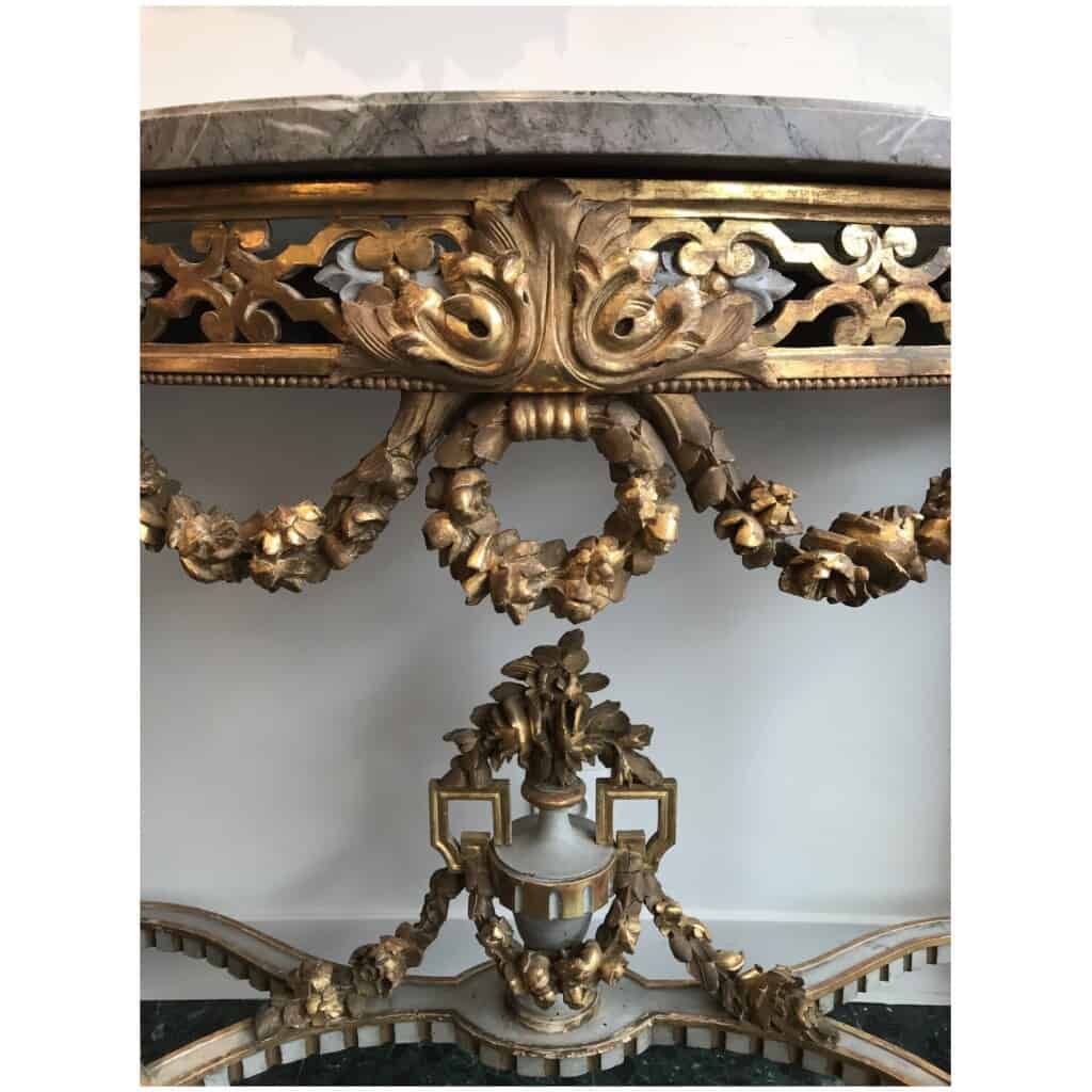 Half-moon console Provençal style Louis XVI in lacquered and gilded wood, Period XIXth 12