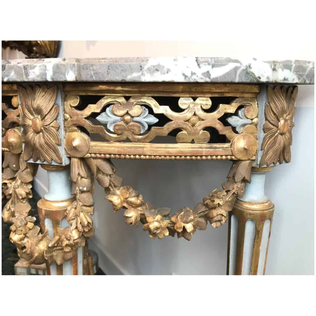 Half-moon console Provençal style Louis XVI in lacquered and gilded wood, Period XIXth 9