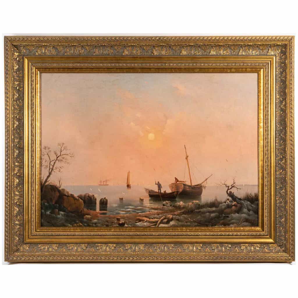 Gine Aleksandr Vasilyevich (1830-1880) – Pêcheurs dans les Iles Valaam huile sur toile vers 1869 4