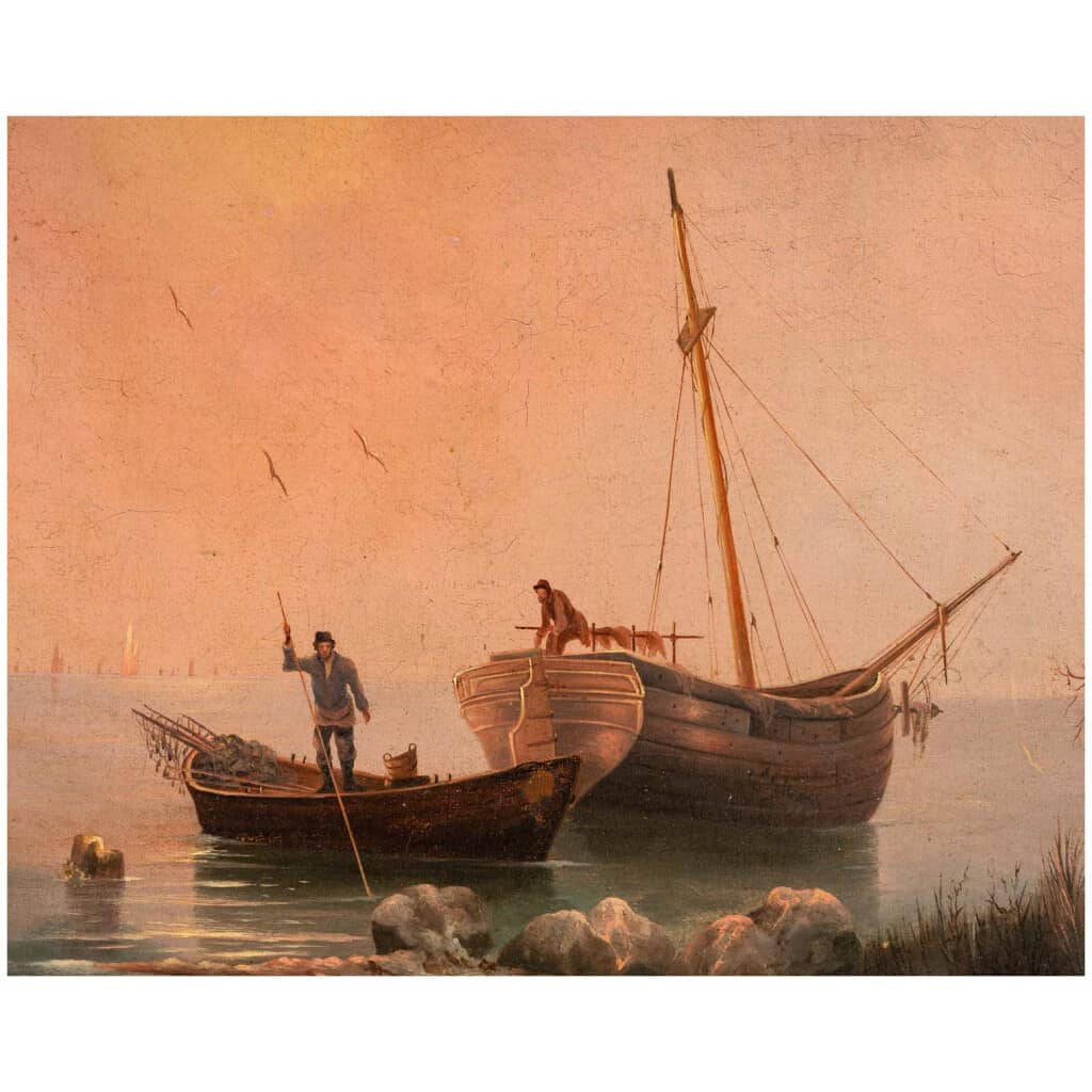 Gine Aleksandr Vasilyevich (1830-1880) – Pêcheurs dans les Iles Valaam huile sur toile vers 1869 8