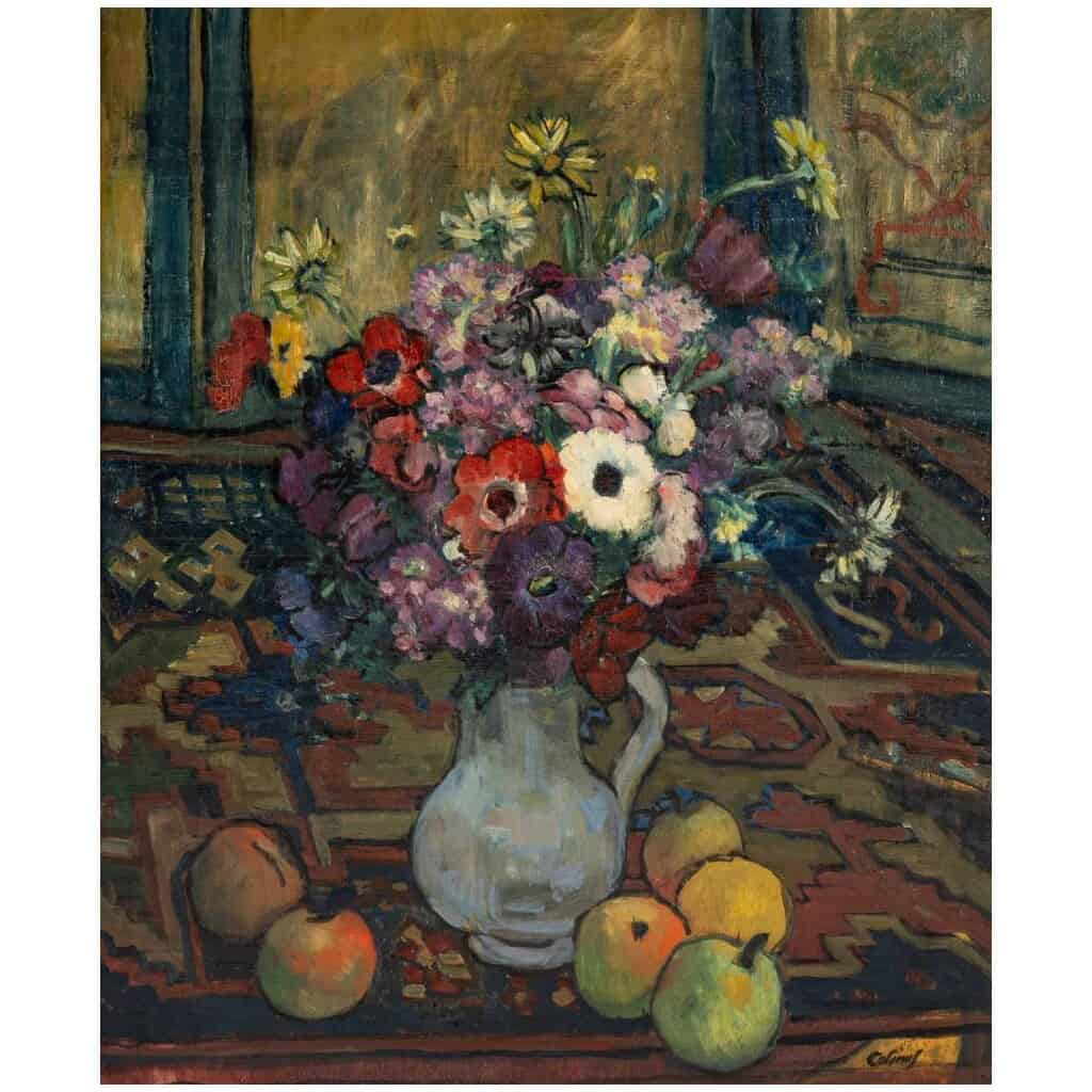 Emile Colinus 1884-1966. Bouquet d’Anémones Et De Fruits. 8