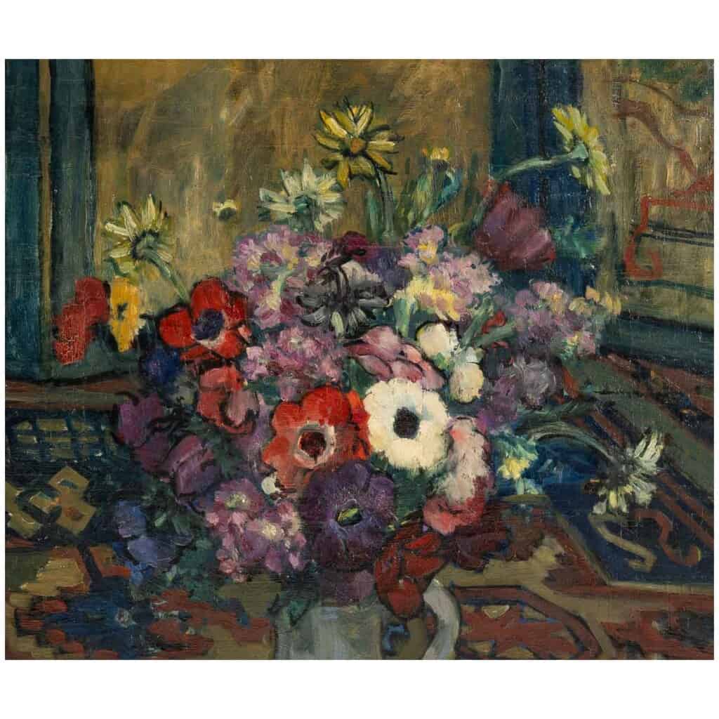 Emile Colinus 1884-1966. Bouquet Of Anemones And Fruits. 6