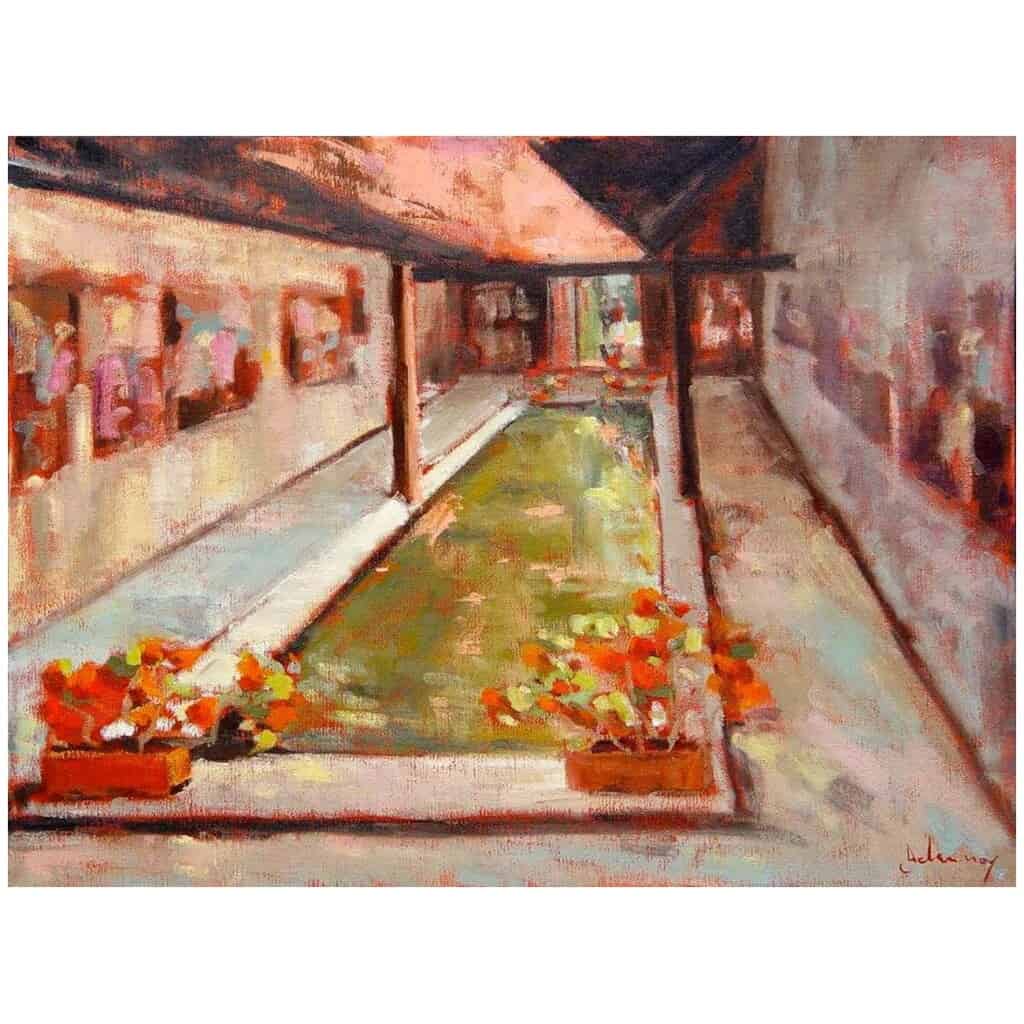 Oil painting entitled "Lavoir Fleuri" by the painter Isabelle Delannoy 3