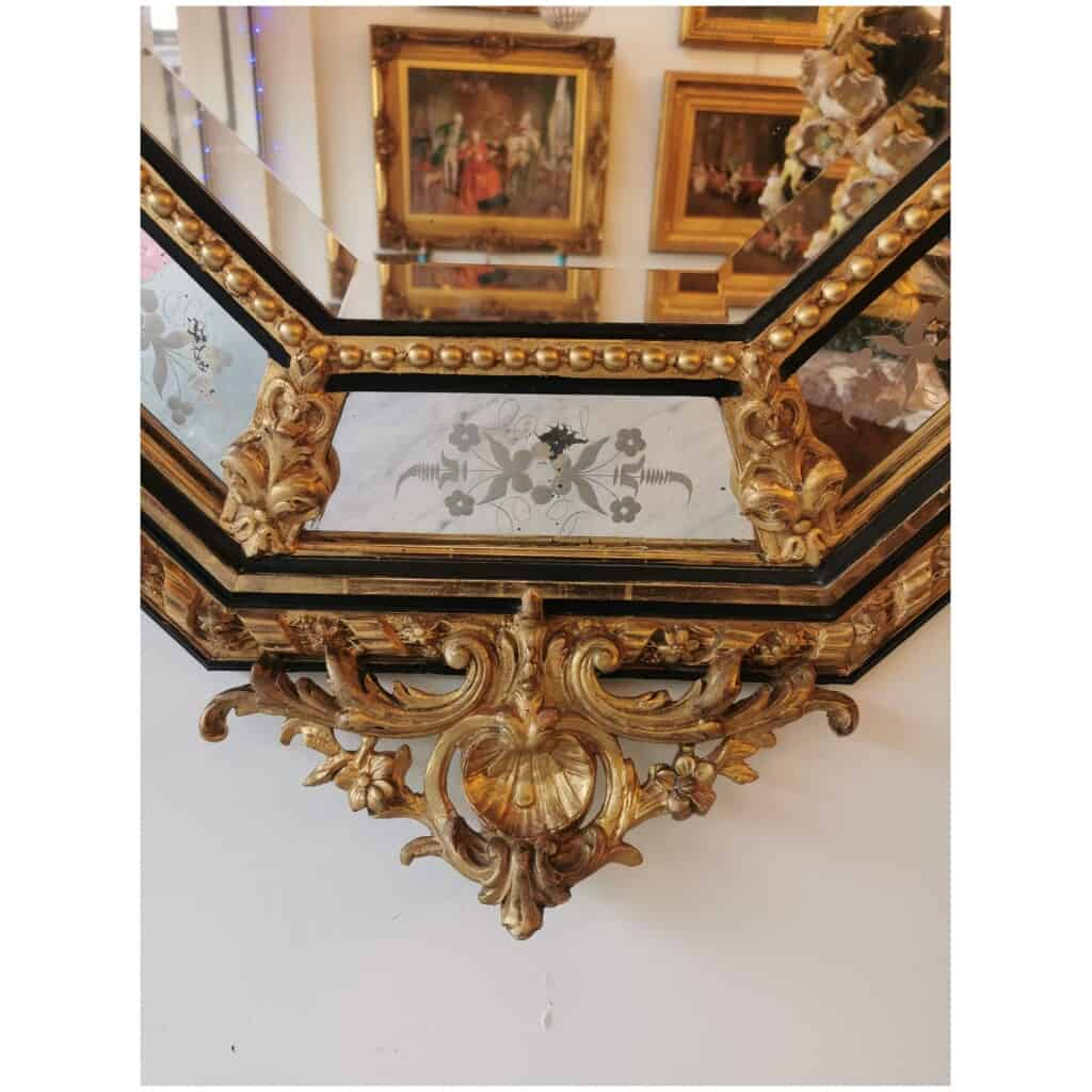 Miroir Octogonal En Bois Doré Napoléon III 8