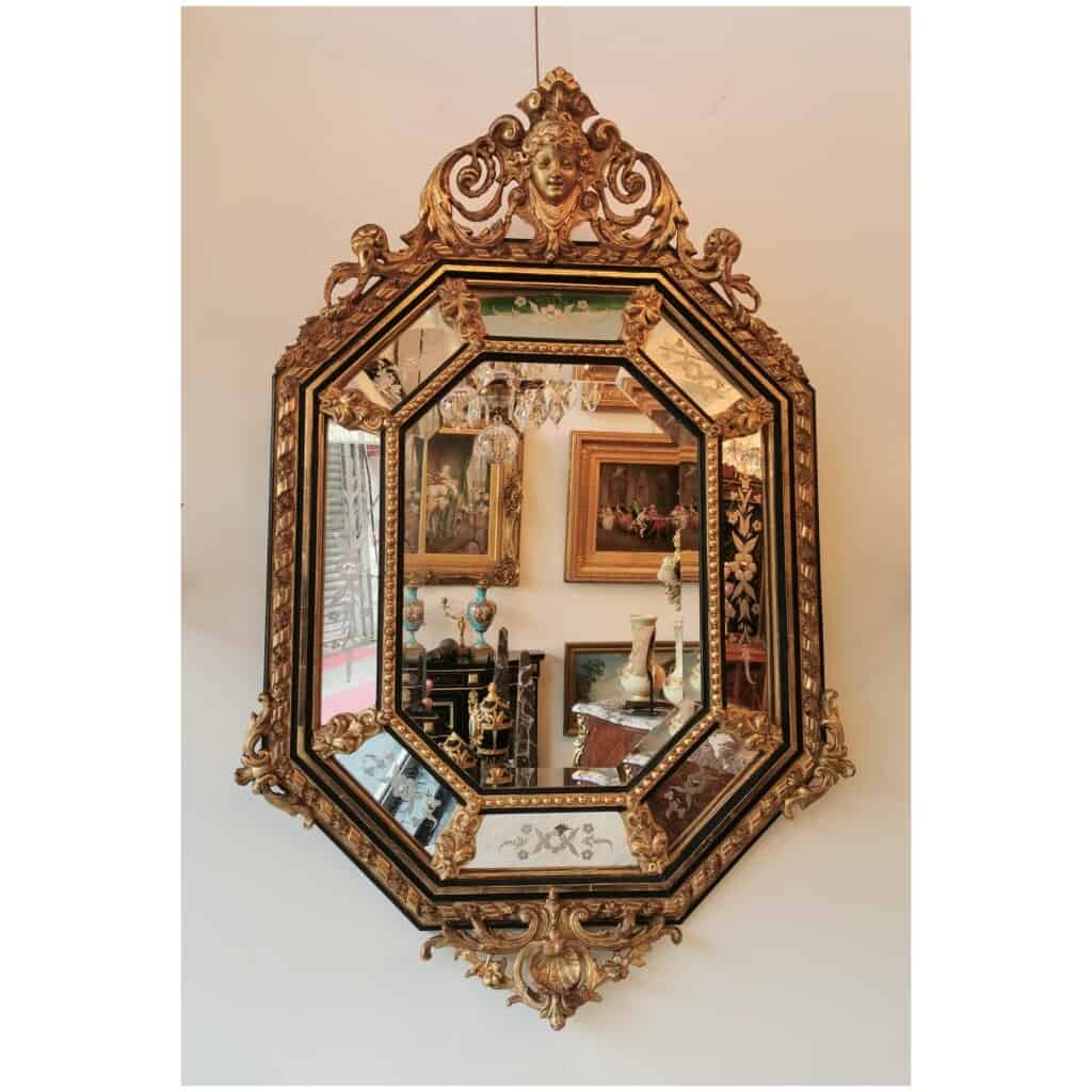 Miroir Octogonal En Bois Doré Napoléon III 3