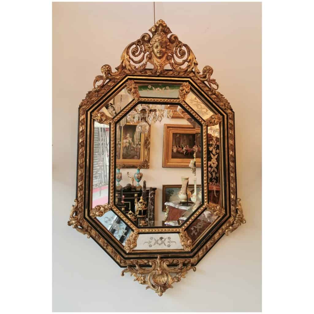 Octagonal Mirror In Golden Wood Napoleon III 3