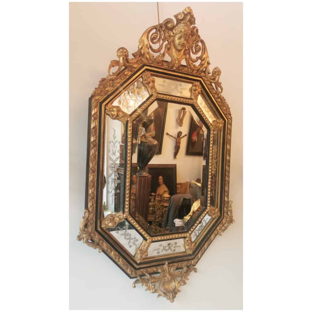 Octagonal Mirror In Golden Wood Napoleon III 4