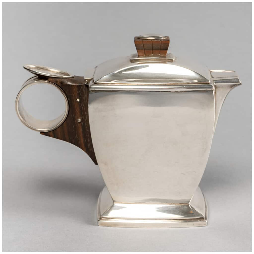 1920 Boin Taburet – Selfish Tea And Coffee Service In Sterling Silver And Macassar 6