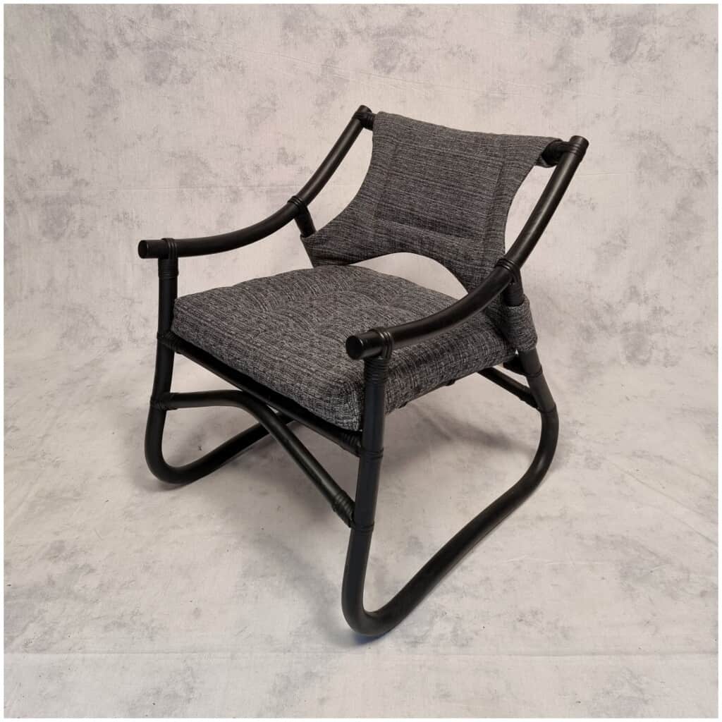 Ensemble de Quatre Fauteuils Français – Bambou Laqué – Ca 1980 10