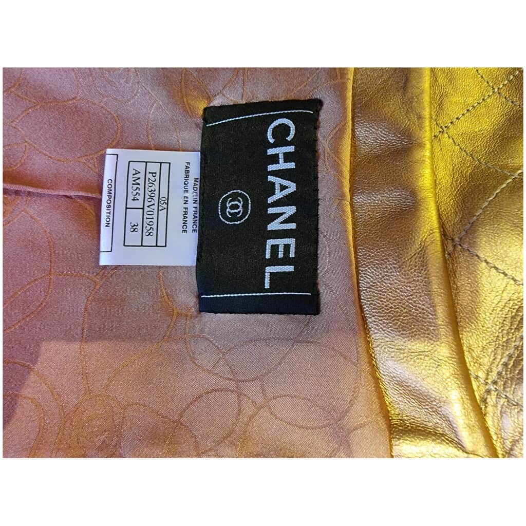 veste Chanel jacket cuir gold 6