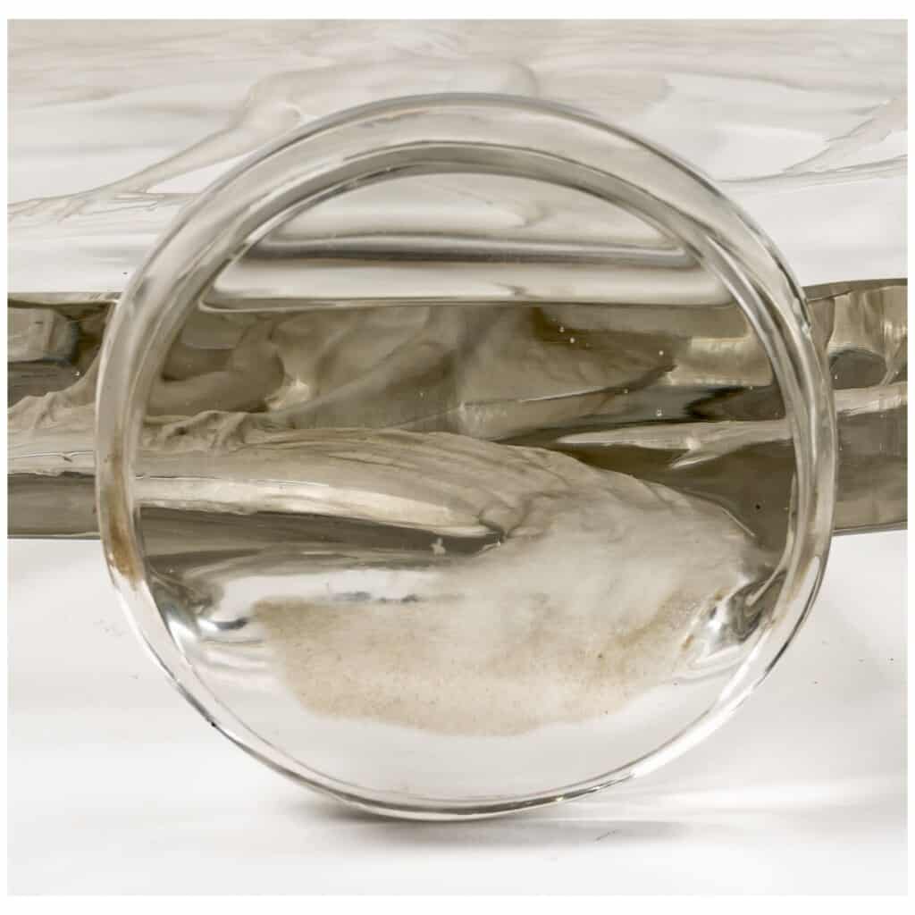 1922 René Lalique – Décoration Surtout De Table Oiseau De Feu Verre Blanc Socle Bronze 8