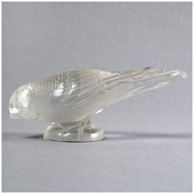 1931 René Lalique – Statuette Presse-Papiers Moineau « Chardonnet Timide » Verre Blanc