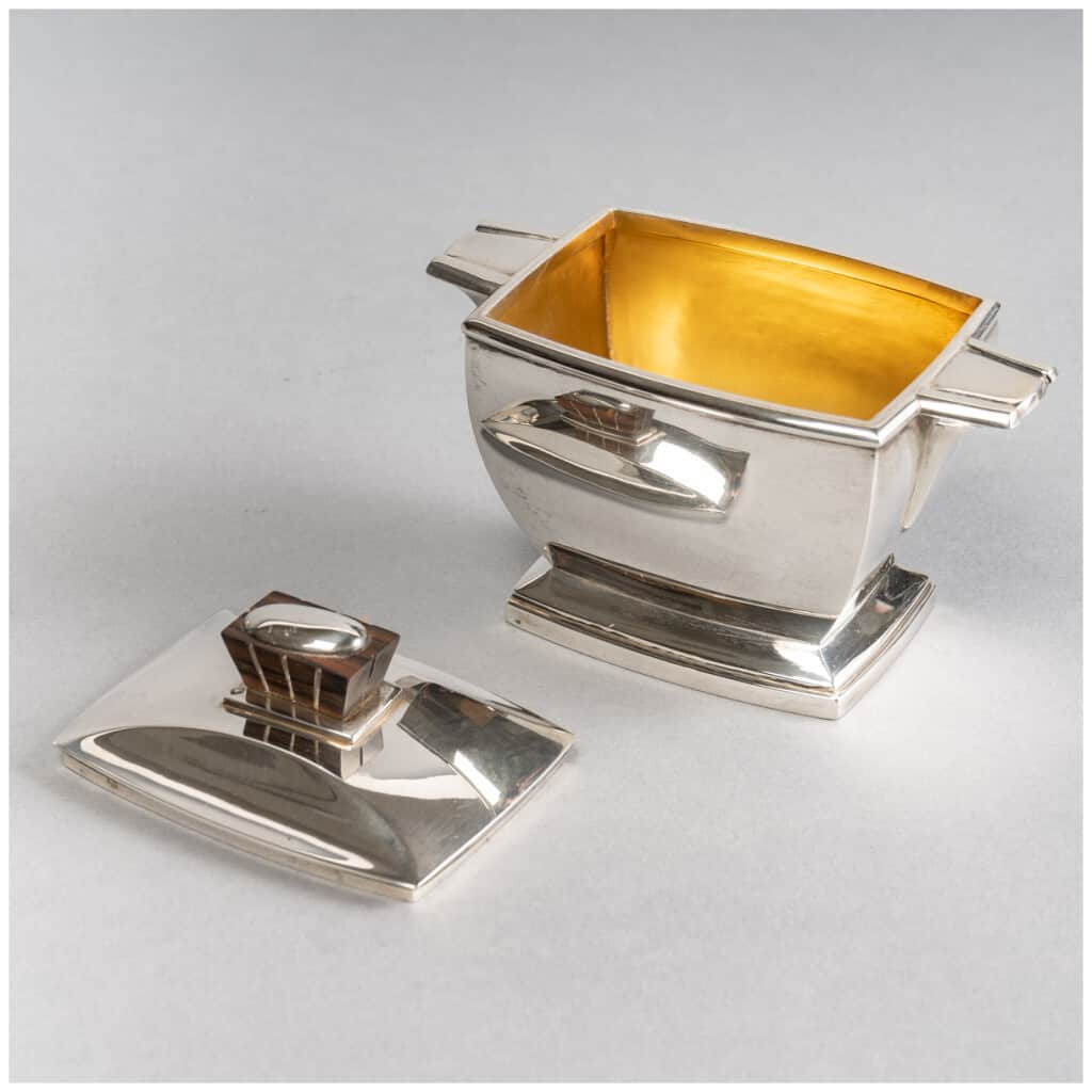 1920 Boin Taburet – Selfish Tea And Coffee Service In Sterling Silver And Macassar 12