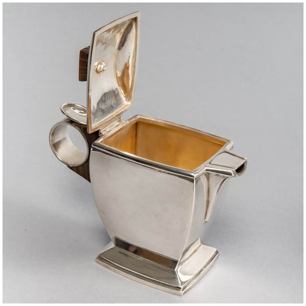 1920 Boin Taburet – Selfish Tea And Coffee Service In Sterling Silver And Macassar 7