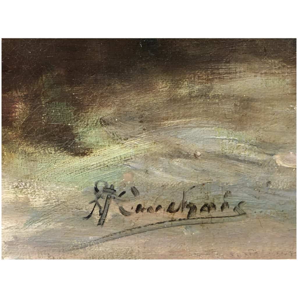 CAUCHOIX Eugène Bouquet de roses dans un panier huile sur toile signée 10