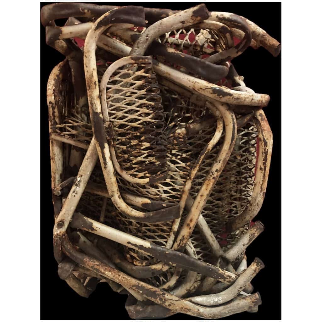 CESAR Compression of garden chairs Unique proof in metal signed Durand Ruel archive number 7