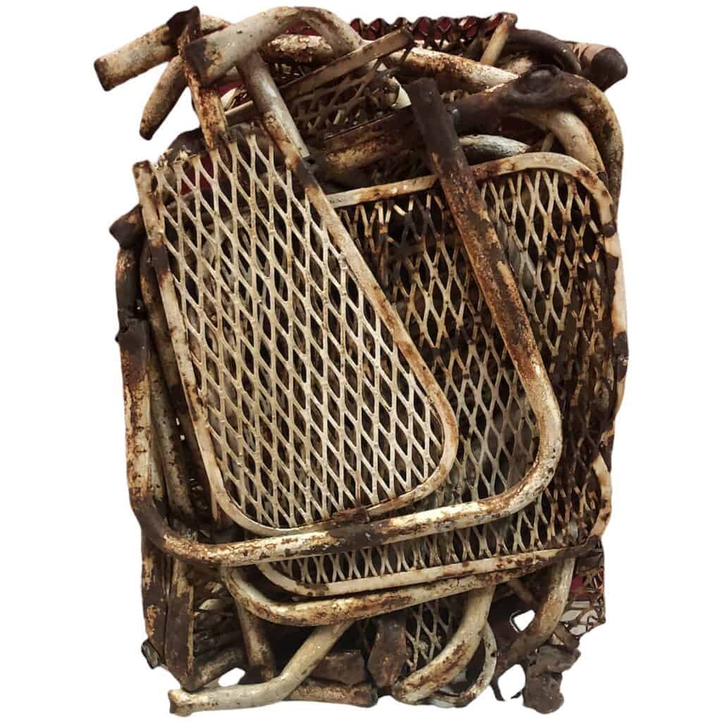 CESAR Compression of garden chairs Unique proof in metal signed Durand Ruel archive number 9