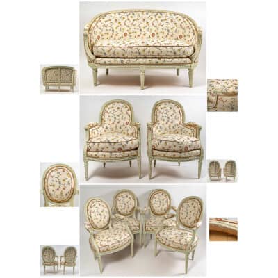 Claude Gorgu – Salon en hêtre laqué époque Louis XVI vers 1790 provenant de l’Hôtel de Jarnac