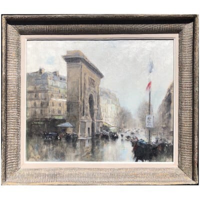 HERVE Jules Impressionist Painting 20th Paris Porte St Martin Grands Boulevards Oil on canvas Signed