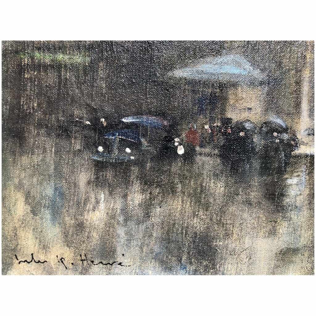 HERVE Jules Tableau Impressionniste 20è Paris Porte St Martin Grands Boulevards Huile sur toile Signée 7