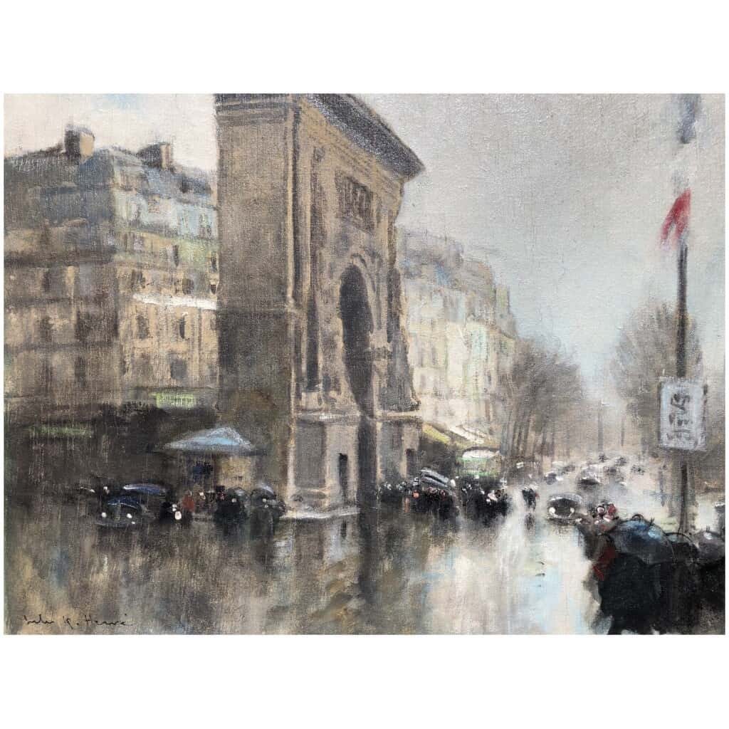 HERVE Jules Tableau Impressionniste 20è Paris Porte St Martin Grands Boulevards Huile sur toile Signée 12