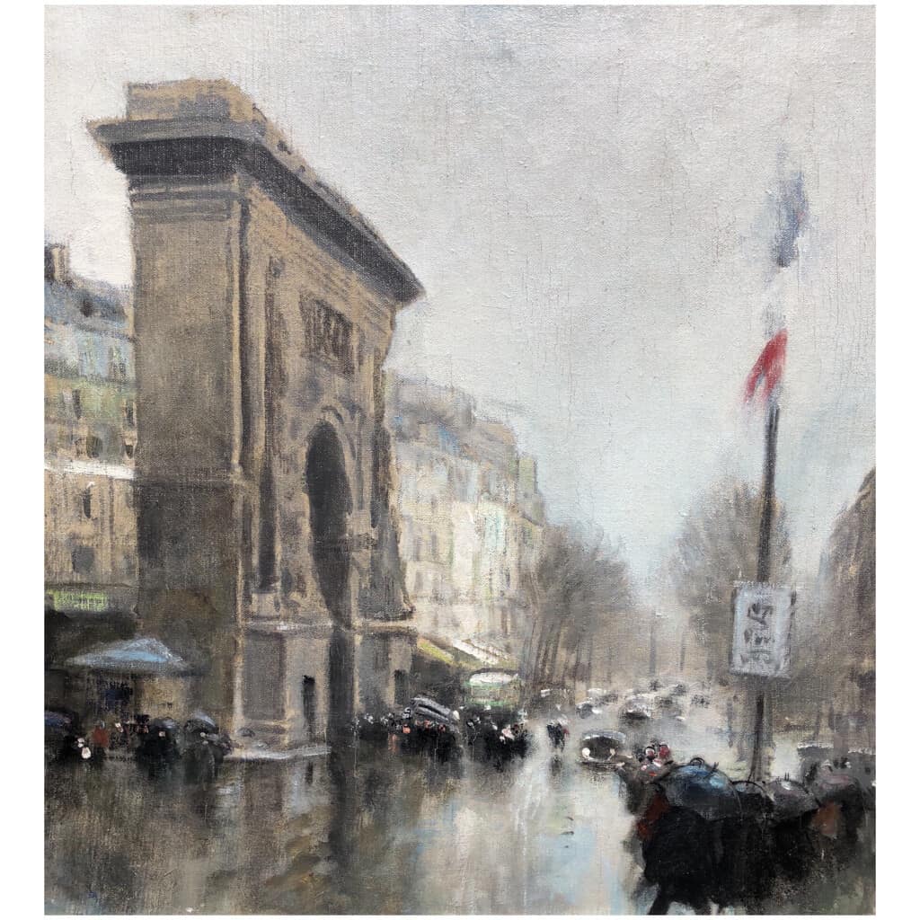 HERVE Jules Tableau Impressionniste 20è Paris Porte St Martin Grands Boulevards Huile sur toile Signée 11