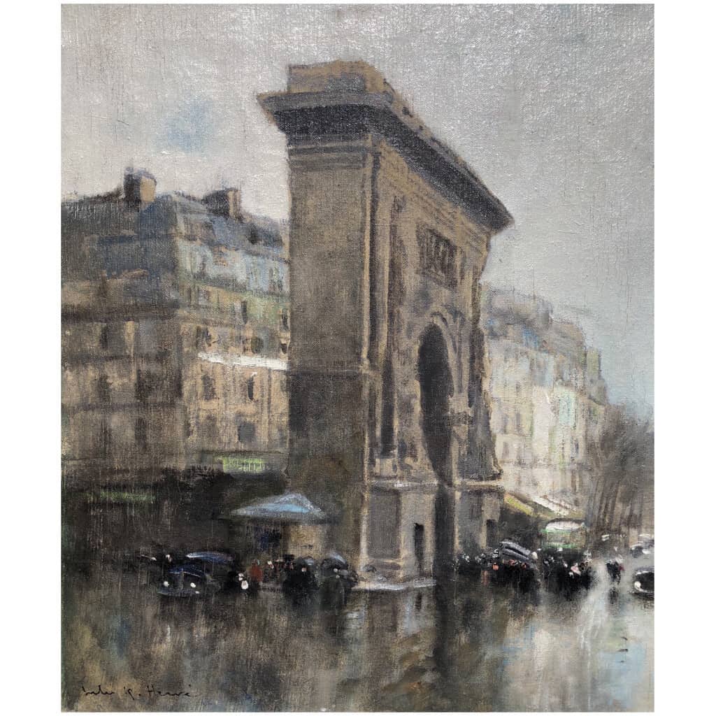 HERVE Jules Tableau Impressionniste 20è Paris Porte St Martin Grands Boulevards Huile sur toile Signée 9