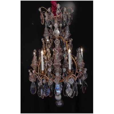 Palais Royal époque Louis XV lustre cage en bronze doré à décor de cristal taillé vers 1760-1770