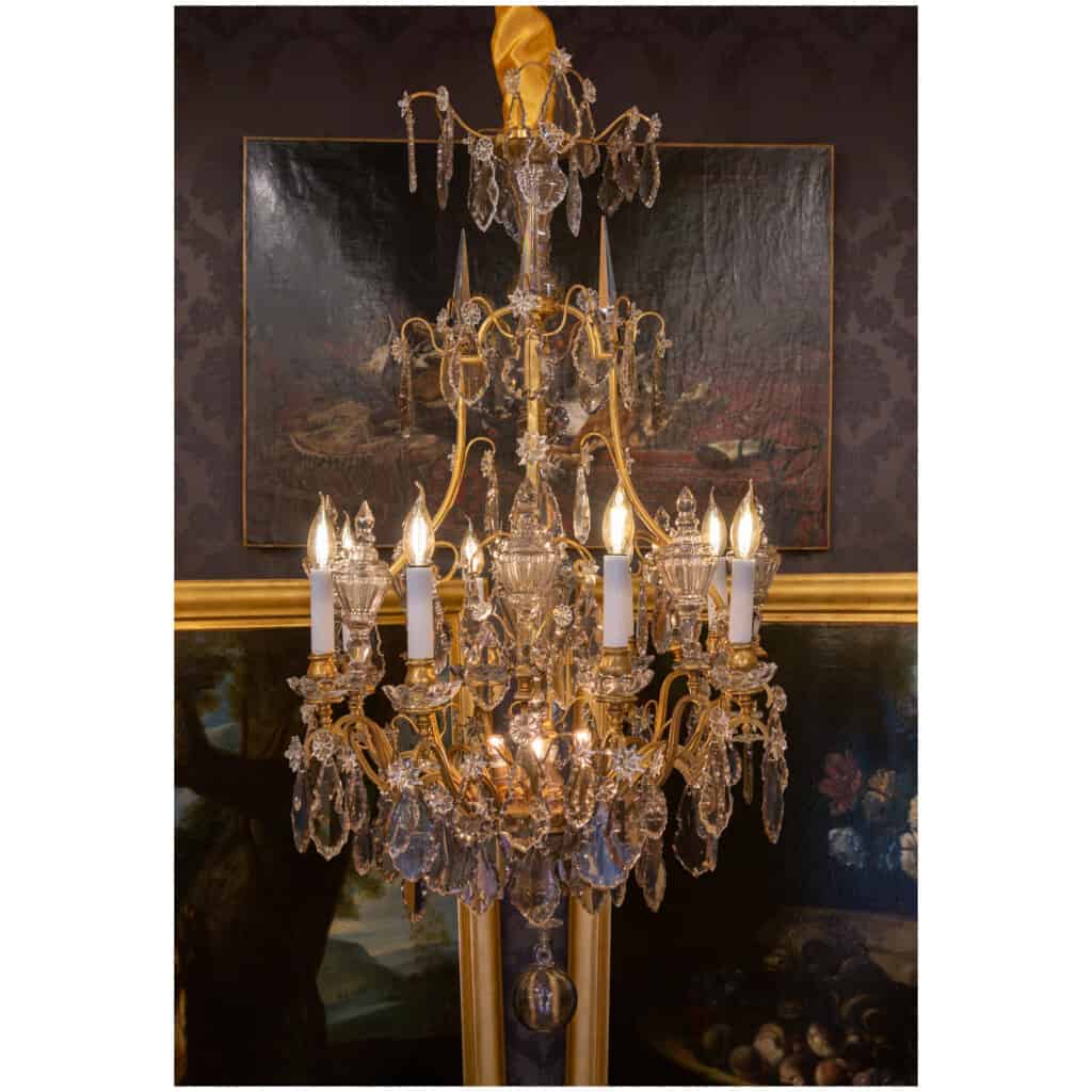 Palais Royal – Baccarat lustre cage en bronze doré à décor de cristal taillé vers 1880 5