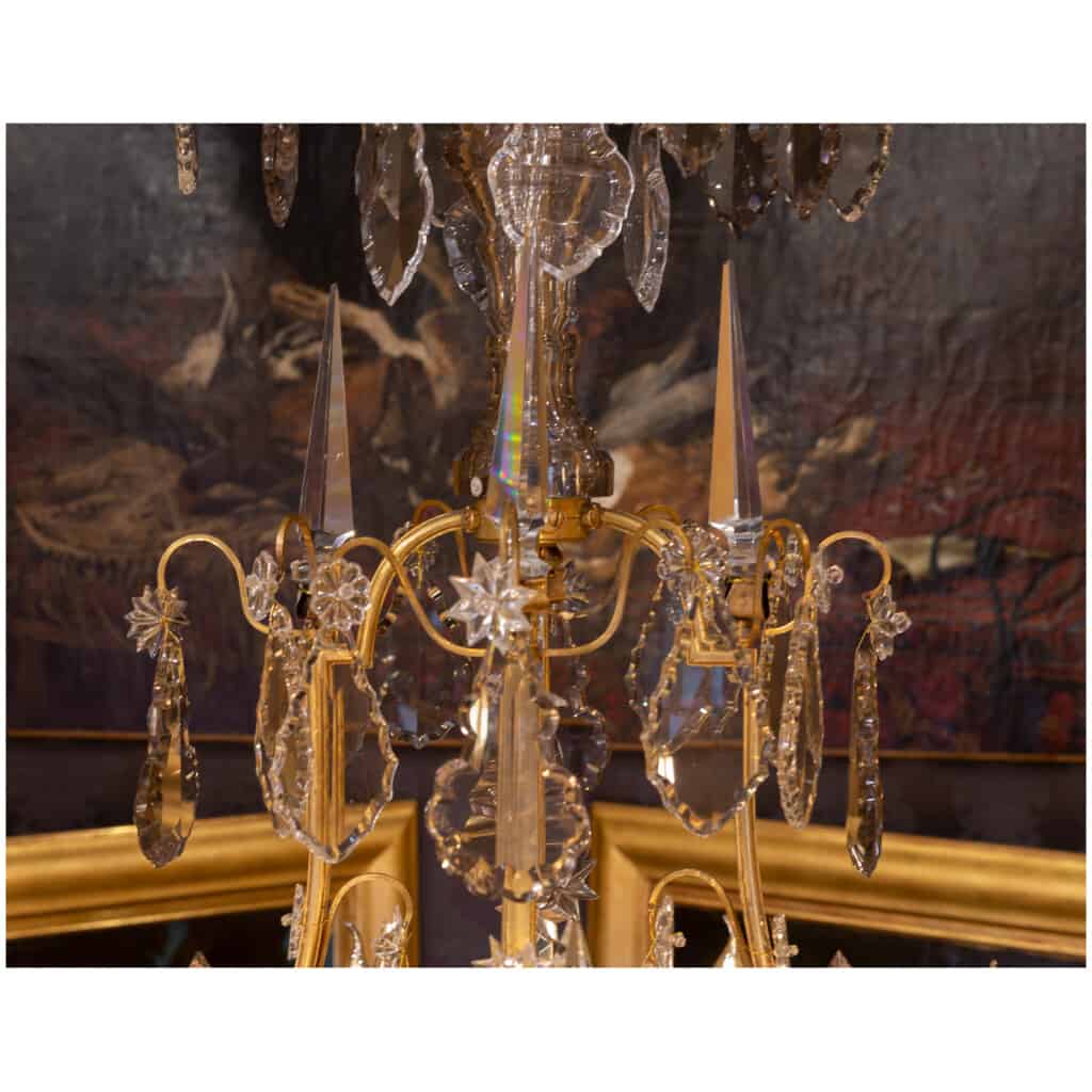 Palais Royal – Baccarat lustre cage en bronze doré à décor de cristal taillé vers 1880 7