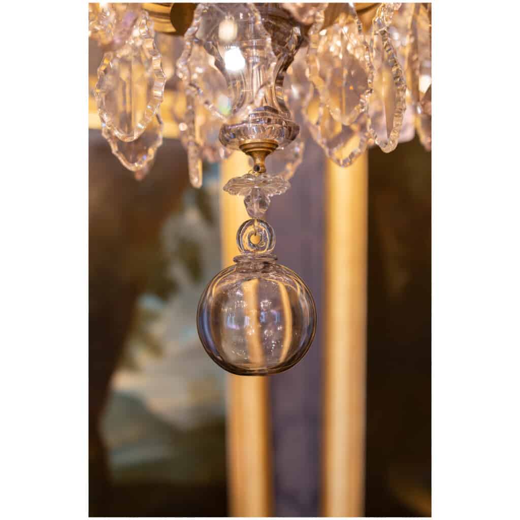 Palais Royal – Baccarat lustre cage en bronze doré à décor de cristal taillé vers 1880 15