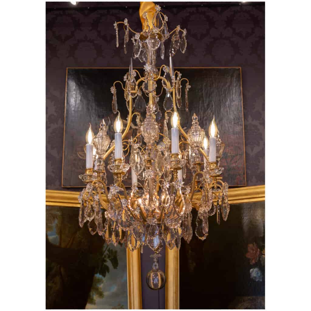 Palais Royal – Baccarat lustre cage en bronze doré à décor de cristal taillé vers 1880 3