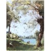 TROUILLEBERT Paul Desire Tableau 19è Ecole De Barbizon Lavandières au bord du fleuve Huile sur Toile signée 18