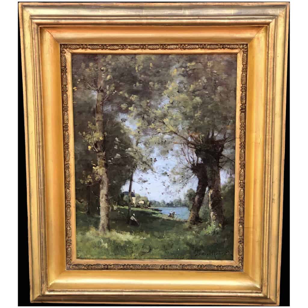 TROUILLEBERT Paul Desire Painting 19th School Of Barbizon Washerwomen By The River Oil On Canvas Signed 8