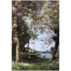 TROUILLEBERT Paul Desire Tableau 19è Ecole De Barbizon Lavandières au bord du fleuve Huile sur Toile signée 24