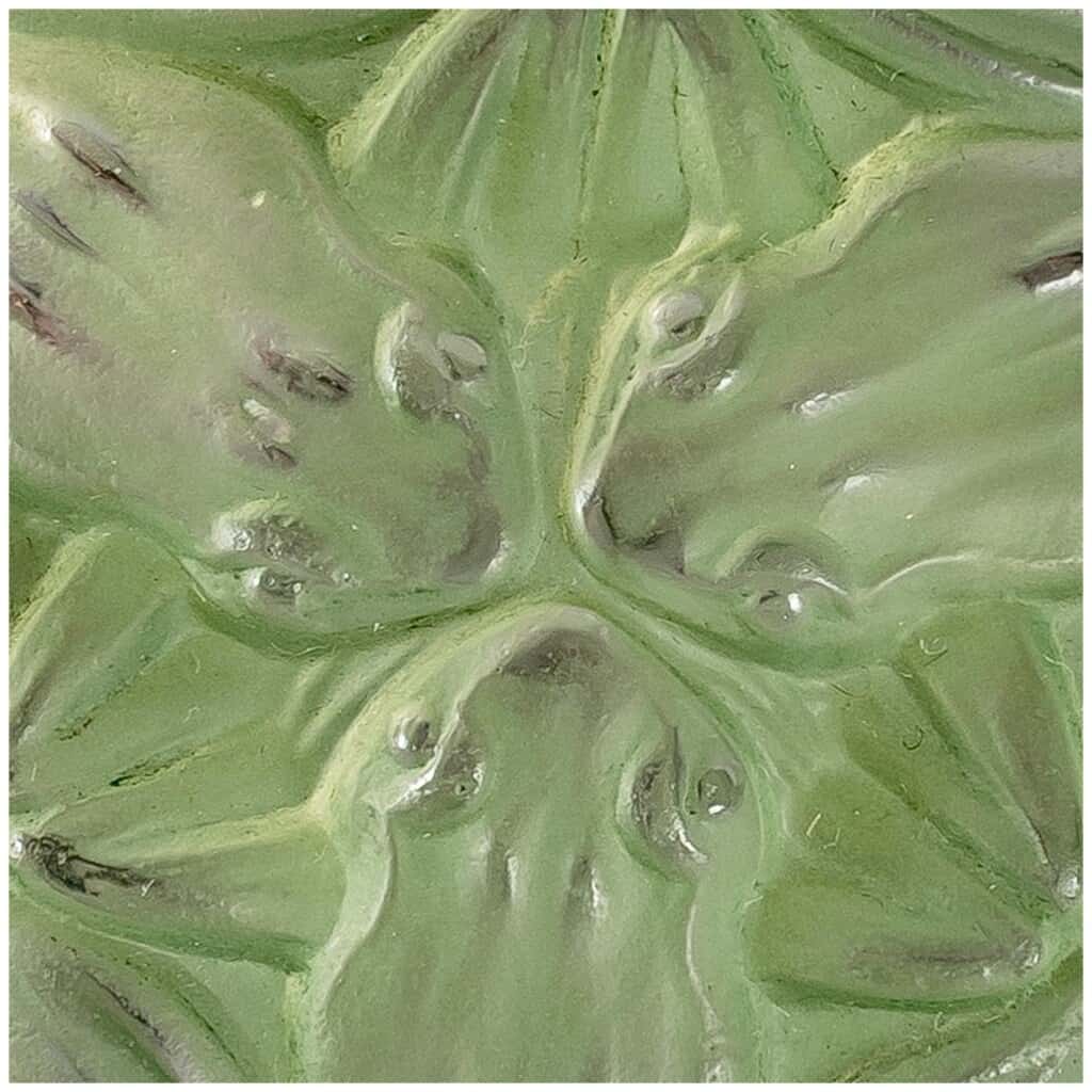 1911 René Lalique – Broche Grenouilles Verre Blanc Patiné Vert 4
