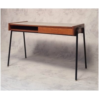 Sonacotra Desk by Pierre Guariche – Oak & Metal – Ca 1956 3