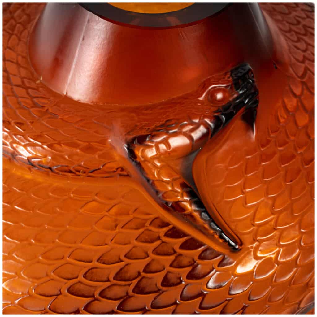 1924 René Lalique – Vase Serpent Verre Ambre Orangé 5
