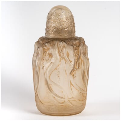 1920 René Lalique – Brûle Parfums Sirènes Verre Blanc Patiné Sépia