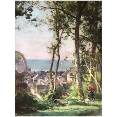 BERTHELON Eugène View of Etretat in 1897 Signed oil dated 1897