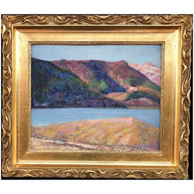 CHARRETON Victor French School 20th Century Lake Auvergne Oil Signed
