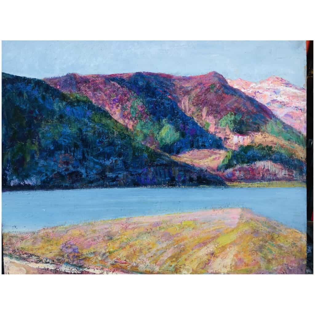 CHARRETON Victor French School 20th Century Lake Auvergne Oil Signed 13