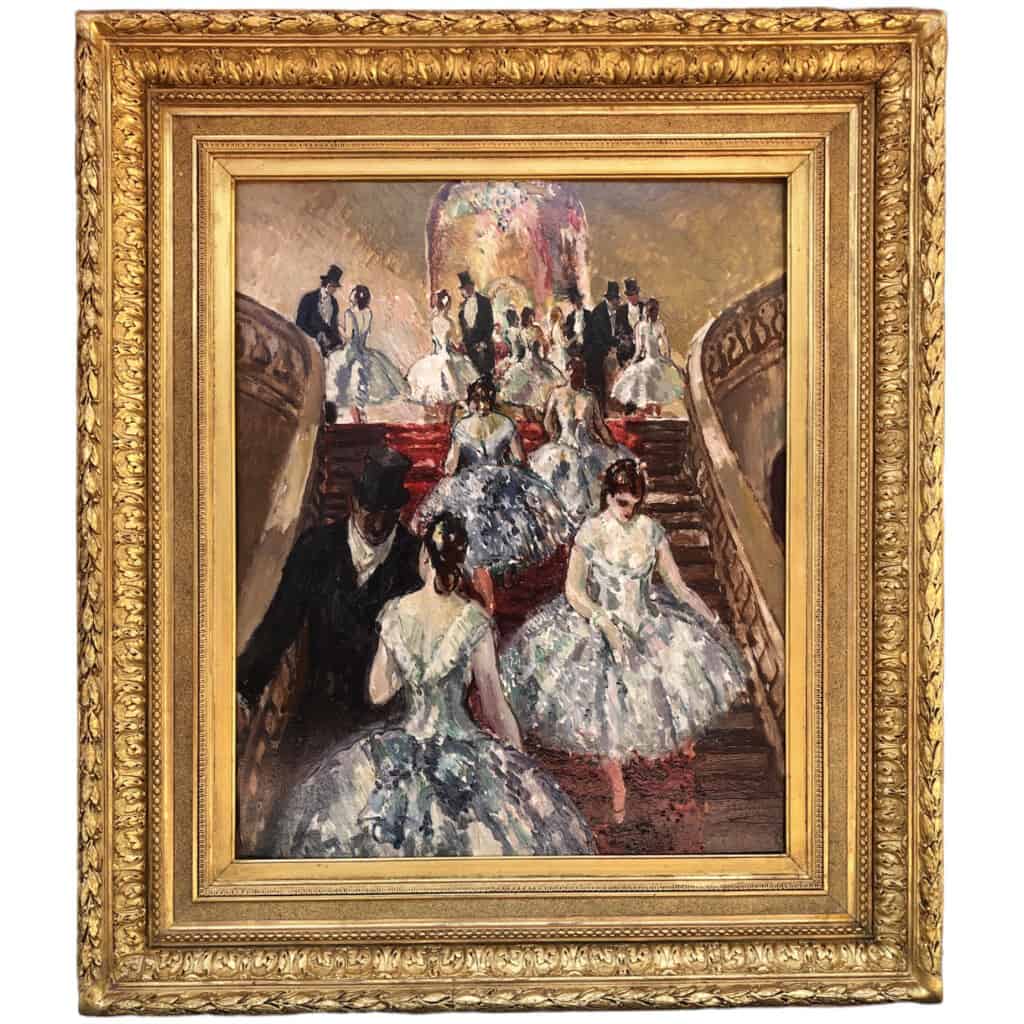 COSSON Marcel Tableau Début 20è Ballerines dans l’escalier à l’Opéra Peinture Huile Signée 9