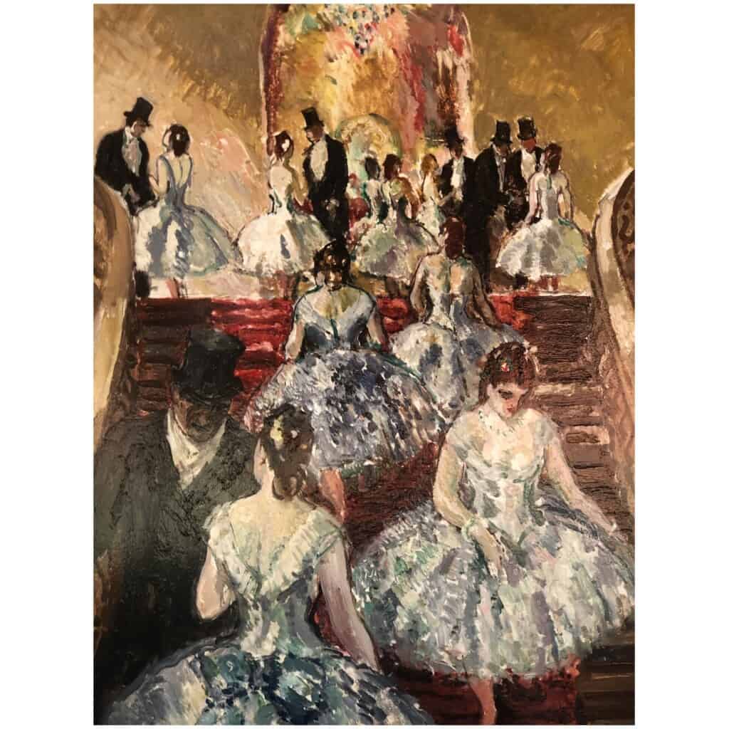 COSSON Marcel Tableau Début 20è Ballerines dans l’escalier à l’Opéra Peinture Huile Signée 8