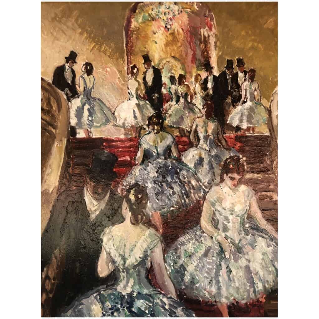 COSSON Marcel Tableau Début 20è Ballerines dans l’escalier à l’Opéra Peinture Huile Signée 7