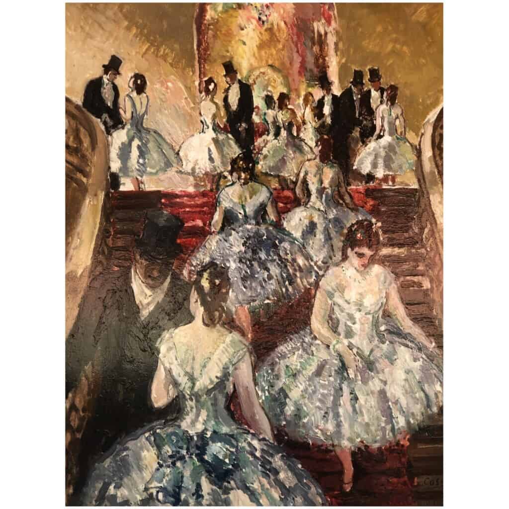COSSON Marcel Tableau Début 20è Ballerines dans l’escalier à l’Opéra Peinture Huile Signée 6