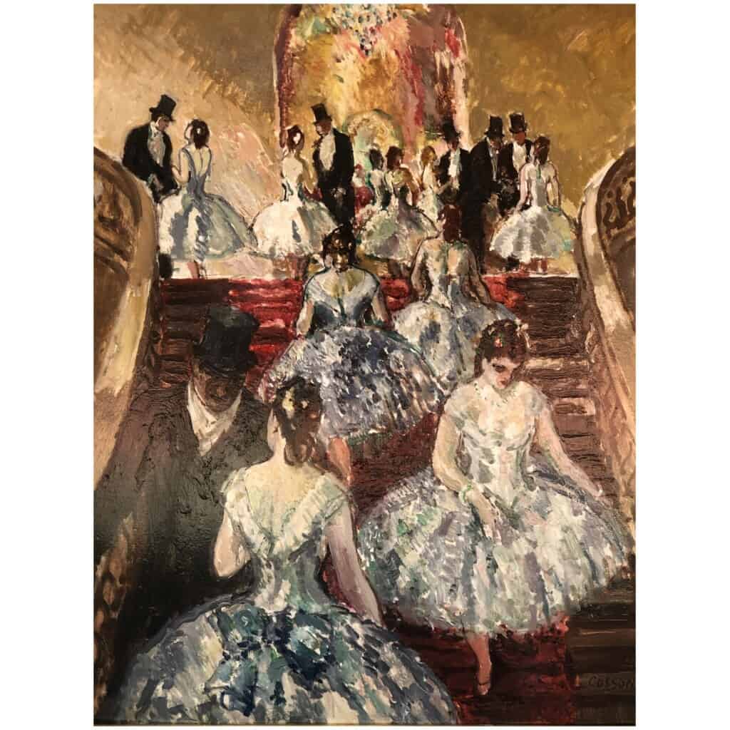COSSON Marcel Tableau Début 20è Ballerines dans l’escalier à l’Opéra Peinture Huile Signée 5